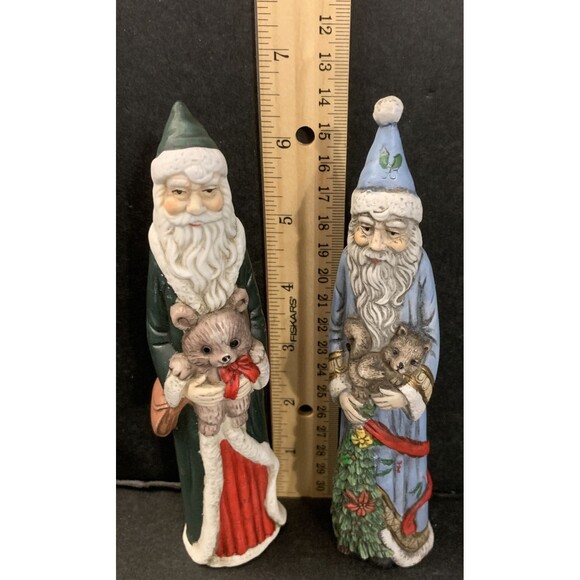 Two Old World Santa Claus Figurines Tall Style Christmas Decor - Picture 10 of 11
